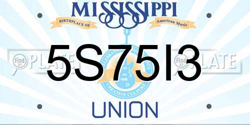 5S75I3 Mississippi License Plate