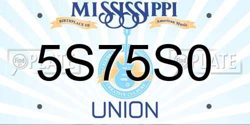 5S75S0 Mississippi License Plate