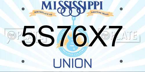 5S76X7 Mississippi License Plate
