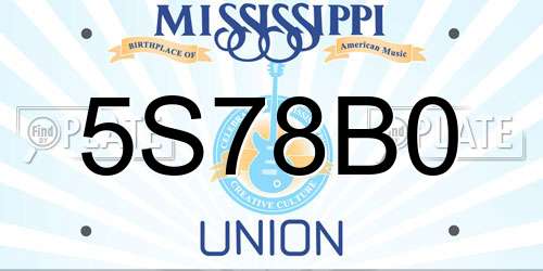 5S78B0 Mississippi License Plate