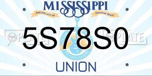5S78S0 Mississippi License Plate