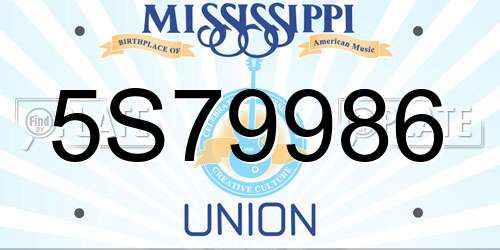 5S79986 Mississippi License Plate