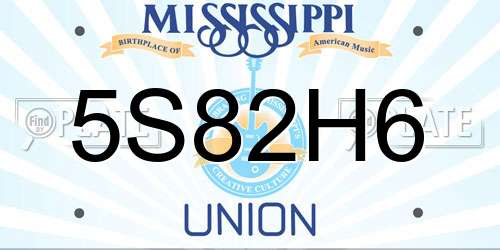 5S82H6 Mississippi License Plate