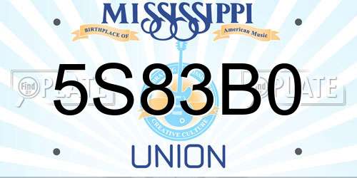 5S83B0 Mississippi License Plate