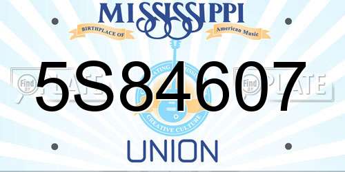 5S84607 Mississippi License Plate
