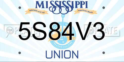 5S84V3 Mississippi License Plate