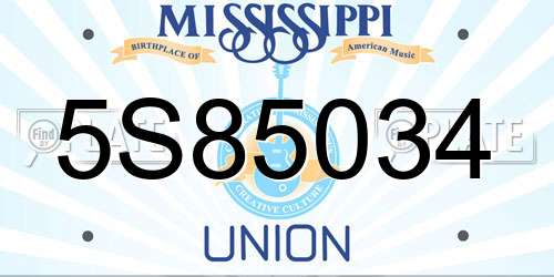 5S85034 Mississippi License Plate