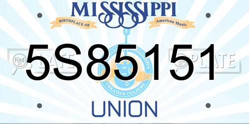 5S85151 Mississippi License Plate