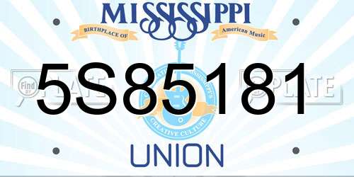 5S85181 Mississippi License Plate
