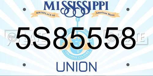 5S85558 Mississippi License Plate