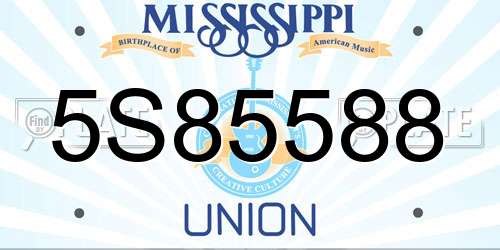 5S85588 Mississippi License Plate