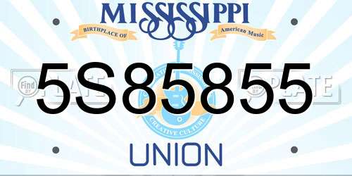 5S85855 Mississippi License Plate