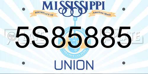 5S85885 Mississippi License Plate