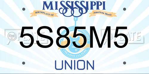 5S85M5 Mississippi License Plate