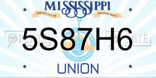 5S87H6 Mississippi License Plate