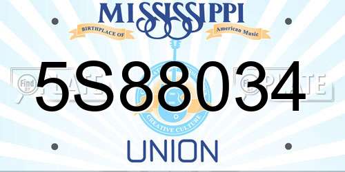 5S88034 Mississippi License Plate