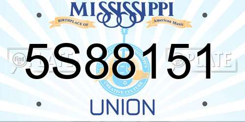 5S88151 Mississippi License Plate