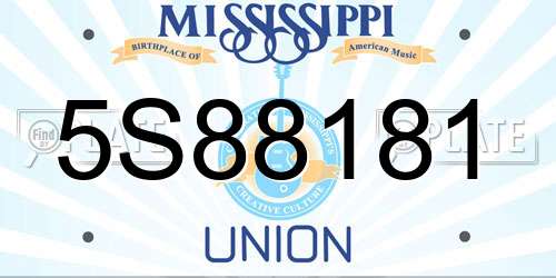 5S88181 Mississippi License Plate