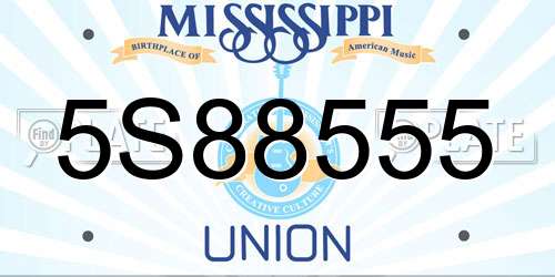 5S88555 Mississippi License Plate