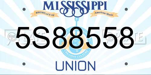 5S88558 Mississippi License Plate