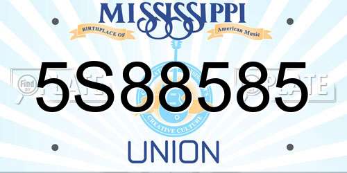 5S88585 Mississippi License Plate