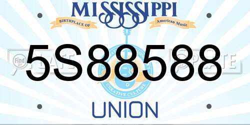 5S88588 Mississippi License Plate