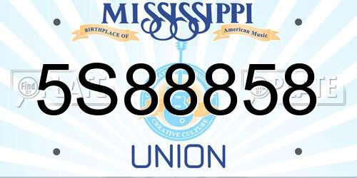 5S88858 Mississippi License Plate