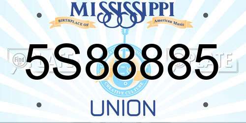 5S88885 Mississippi License Plate