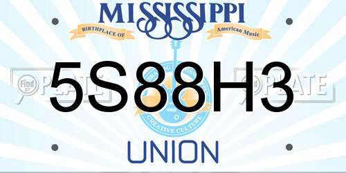 5S88H3 Mississippi License Plate