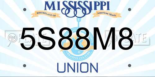 5S88M8 Mississippi License Plate