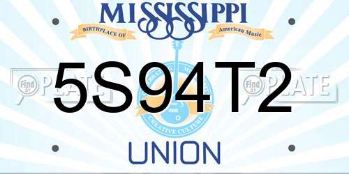 5S94T2 Mississippi License Plate