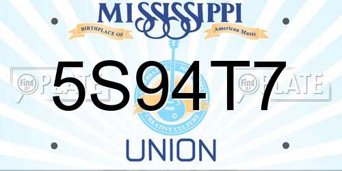 5S94T7 Mississippi License Plate