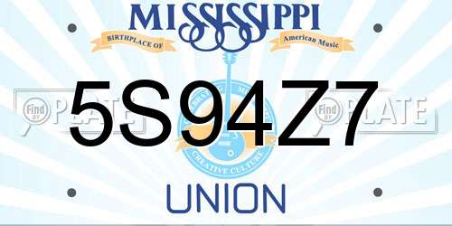 5S94Z7 Mississippi License Plate