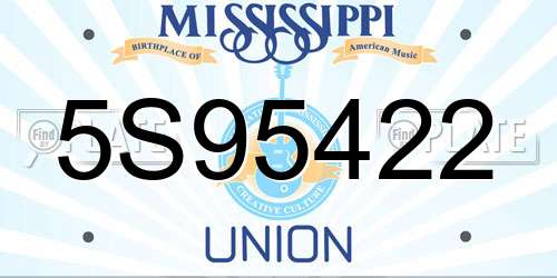 5S95422 Mississippi License Plate