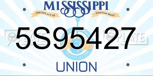 5S95427 Mississippi License Plate