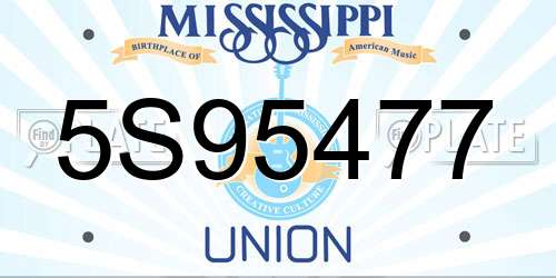 5S95477 Mississippi License Plate
