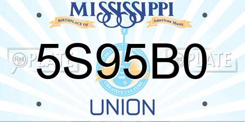 5S95B0 Mississippi License Plate