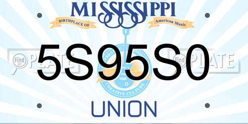 5S95S0 Mississippi License Plate