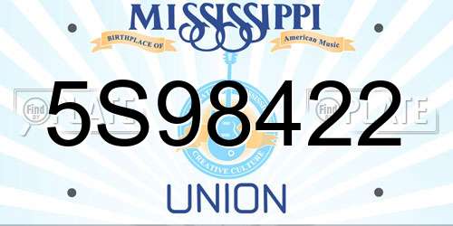 5S98422 Mississippi License Plate