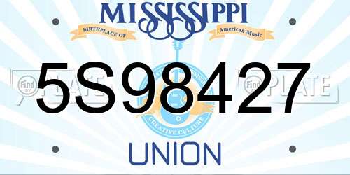 5S98427 Mississippi License Plate