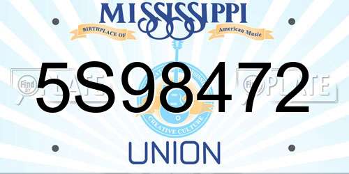 5S98472 Mississippi License Plate