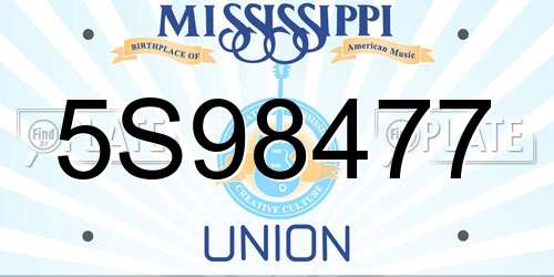 5S98477 Mississippi License Plate