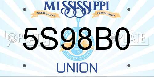 5S98B0 Mississippi License Plate