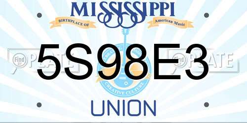 5S98E3 Mississippi License Plate