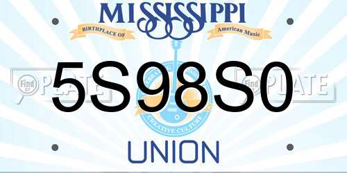 5S98S0 Mississippi License Plate