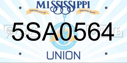 5SA0564 Mississippi License Plate
