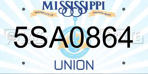 5SA0864 Mississippi License Plate