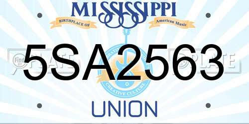 5SA2563 Mississippi License Plate