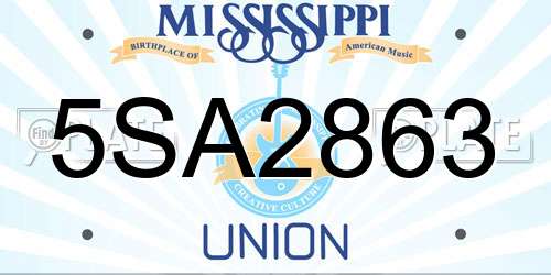 5SA2863 Mississippi License Plate