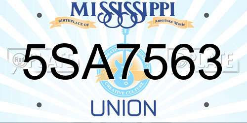5SA7563 Mississippi License Plate